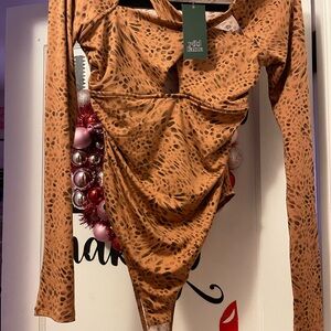 Wild Fable Tan Leopard Print Bodysuit